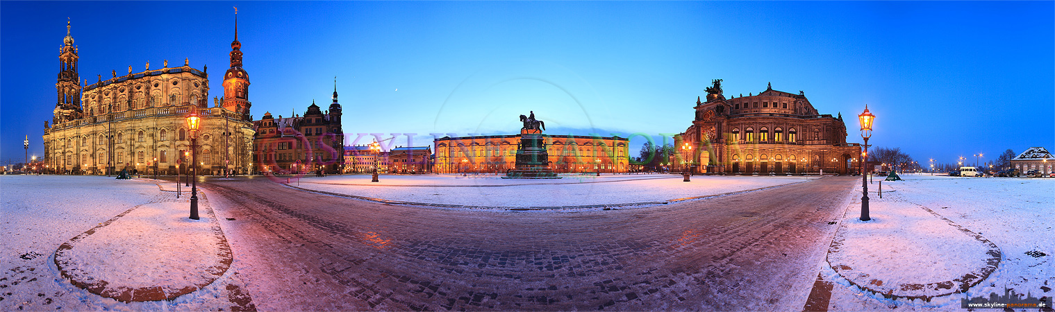 Dresden im Schnee - Theaterplatz  Semperoper