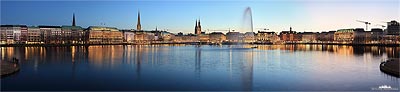 Skyline Hamburg - Alster am Abend