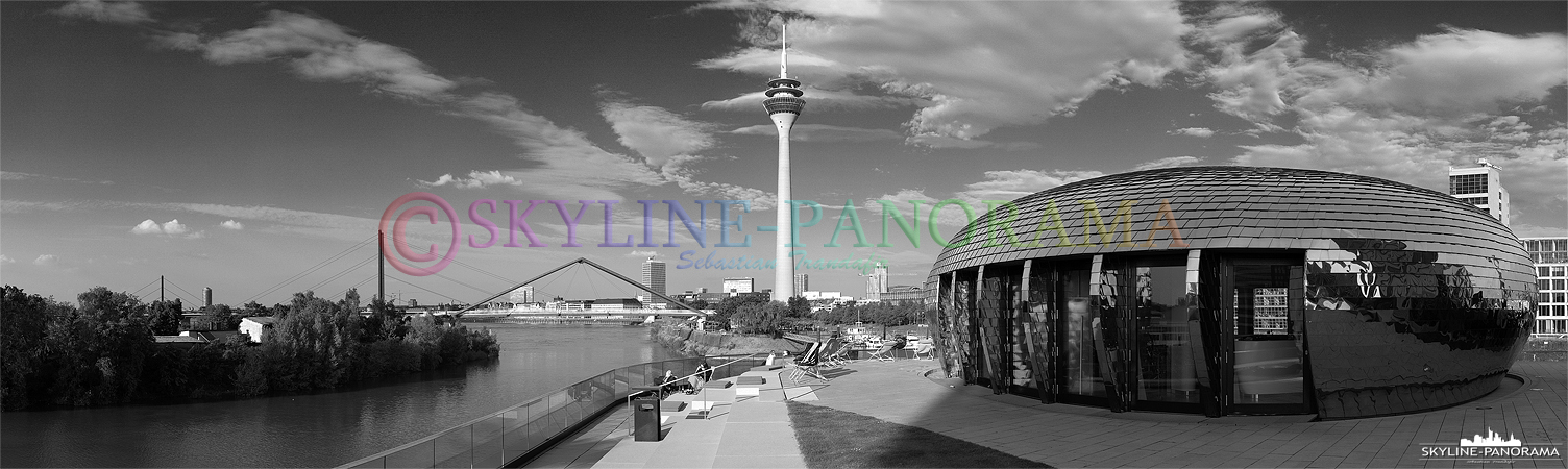 Düsseldorf Panorama in Schwarz Weiß (p_00761)