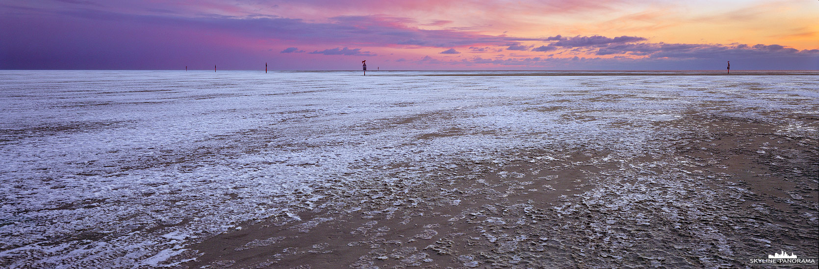 Wattenmeer im Winter zum Sonnenuntergang (p_01169)