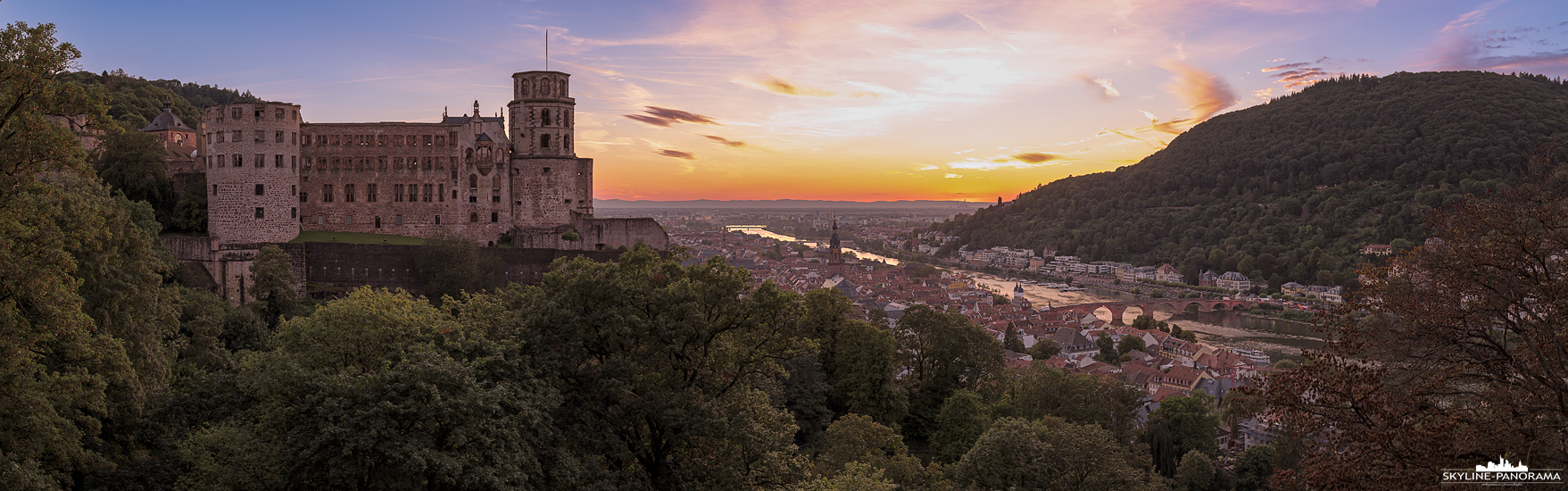 Schloss Heidelberg - Panorama Sonnenuntergang (p_01266)