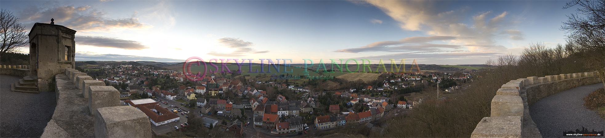 Mansfeld Lutherstadt, Blick vom Schlossberg auf die Stadt. 