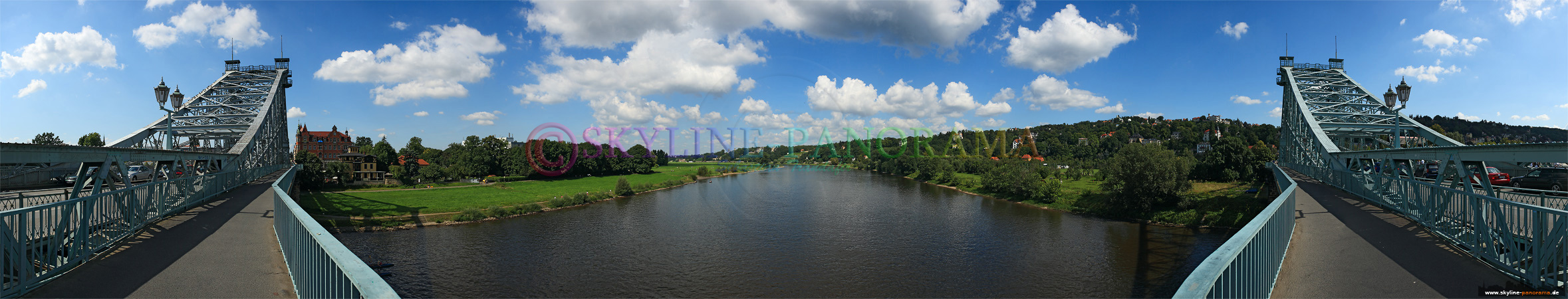 Dresden Bilder - Panorama in Richtung Elbschlösser vom Blauen Wunder aus gesehen. 