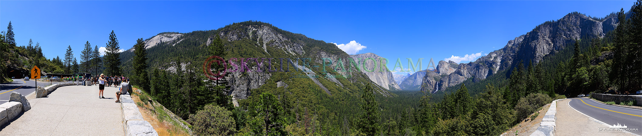 Bilder Yosemite Nationalpark - Hinter der südlichen Einfahrt in den Yosemite Park, nach dem ca. 1,3km langen Wawona Tunnel, befindet sich der Tunnel View Point.