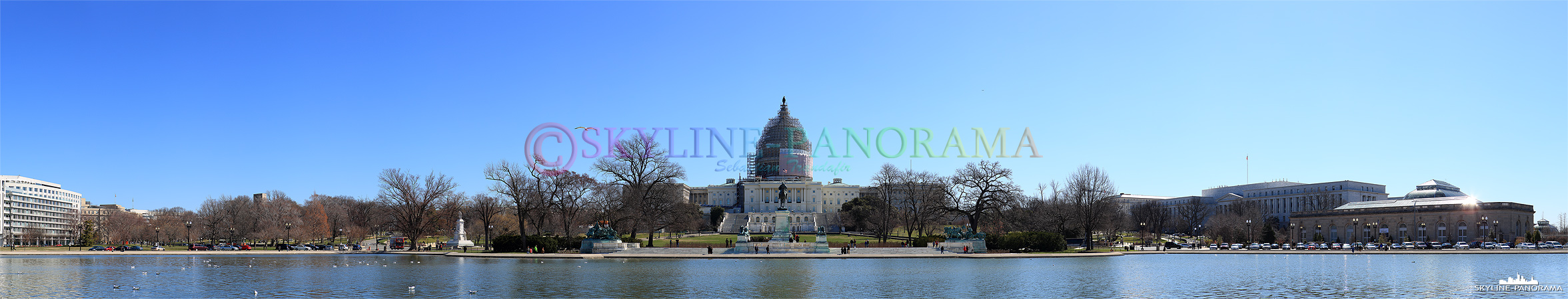 Bilder aus Washington - Das U.S. Capitol im Frühjahr 2015, zu diesem Zeitpunkt fanden umfangreiche Sanierungsarbeiten an der großen Kuppel statt.