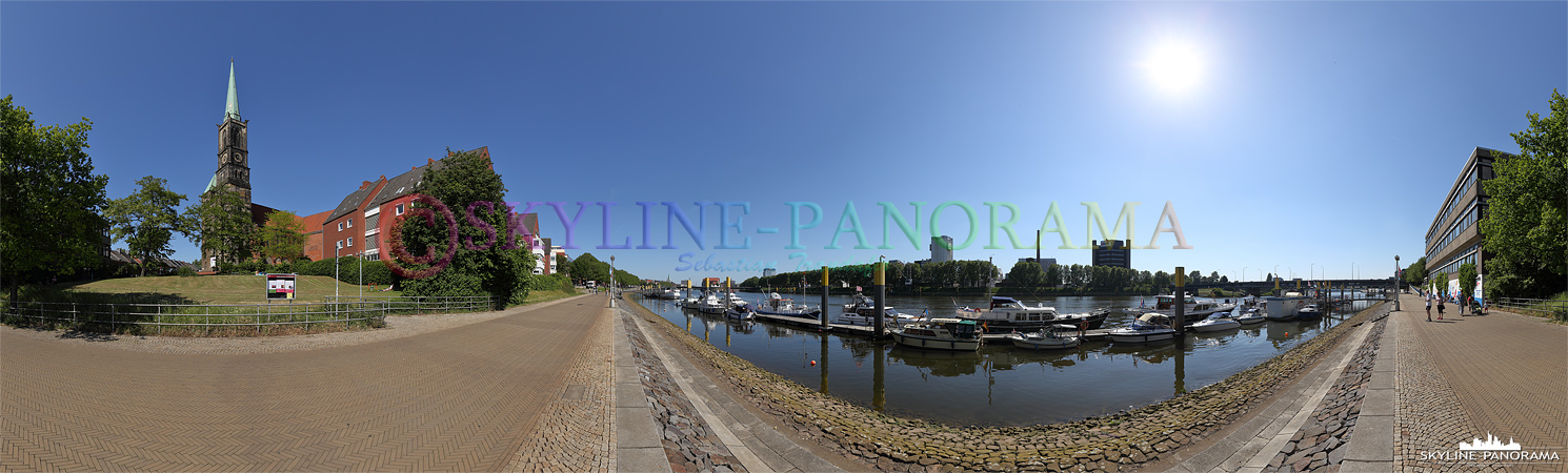 Bilder aus Bremen - Panoramaansicht der Weserpromenade in Bremen. 