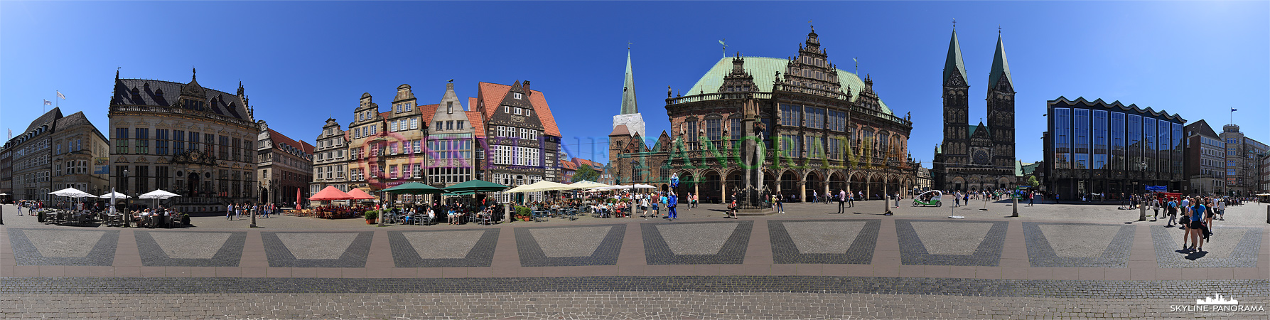 Sehenswürdigkeiten von Bremen - Dieses Panorama zeigt eine 360 Grad Ansicht des historischen Marktplatzes von Bremen. 