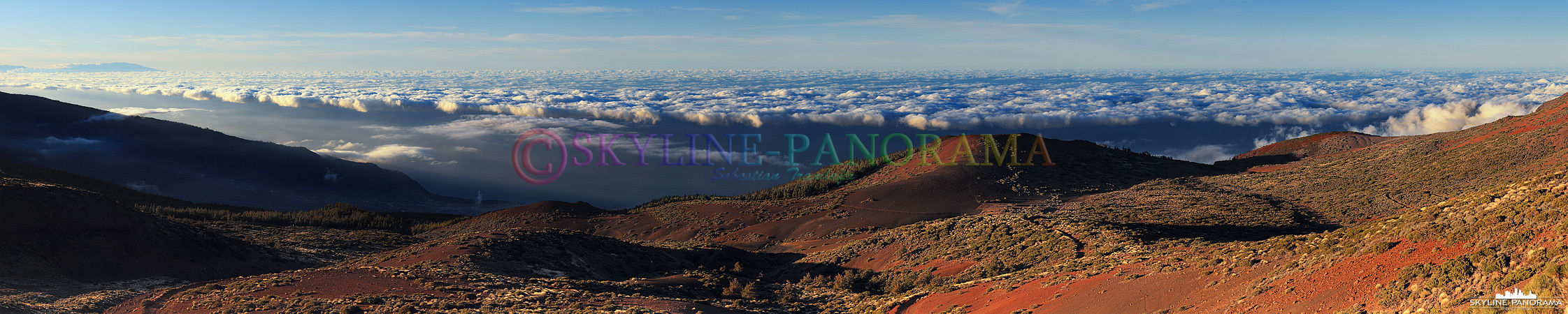 Bilder Insel Teneriffa - Das Panorama vom Teide Nationalpark, etwas unterhalb des Observatoriums, in Richtung Orotava Tal und Puerto de la Cruz. 