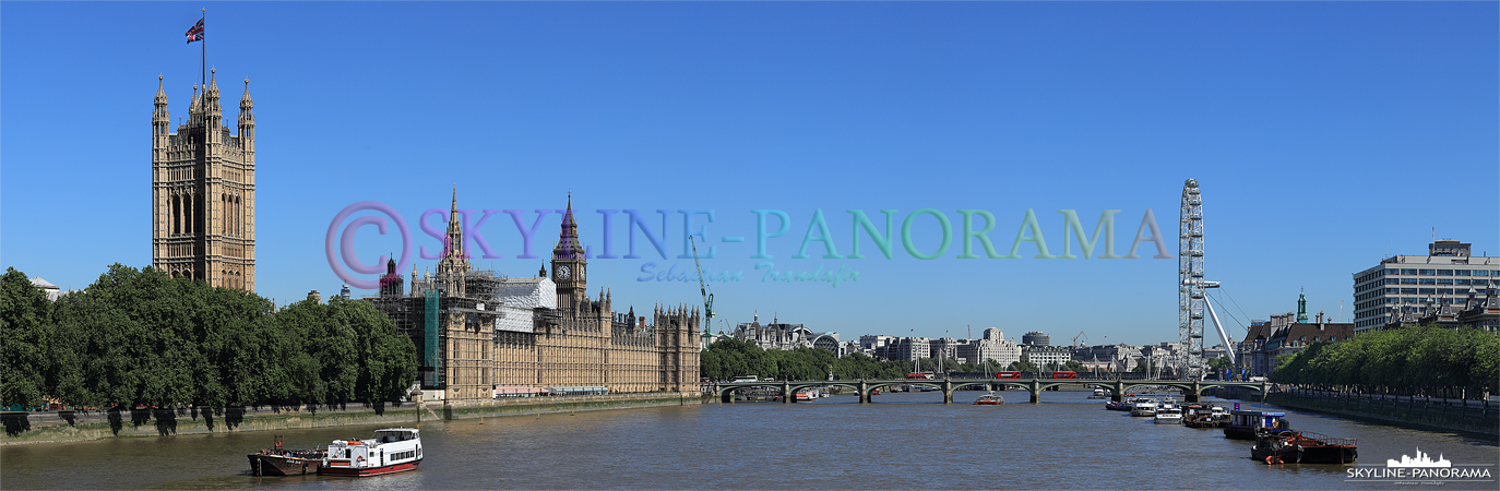 Bilder aus London - Das Panorama von der Lambeth Bridge in Richtung der Westminster Bridge.