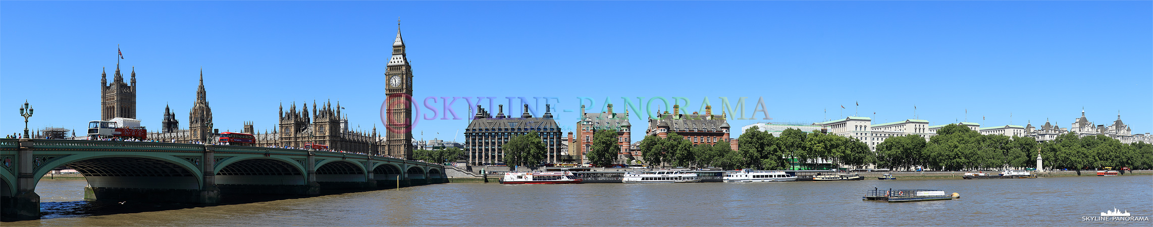 Bilder aus London - Das Londoner Themseufer im Stadtteil Westminster mit dem Panorama auf den Westminster Palace und Big Ben. 