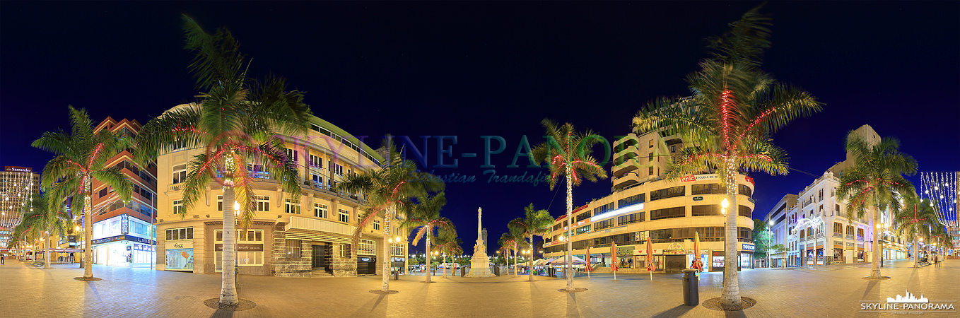 Santa Cruz Teneriffa - Plaza de Candelaria (p_00905) Bilder aus Teneriffa - Der Plaza de Candelaria ist einer der zentralen Plätze der Inselhauptstadt Santa Cruz, hier zu sehen als abendliches 360 Grad Panorama.