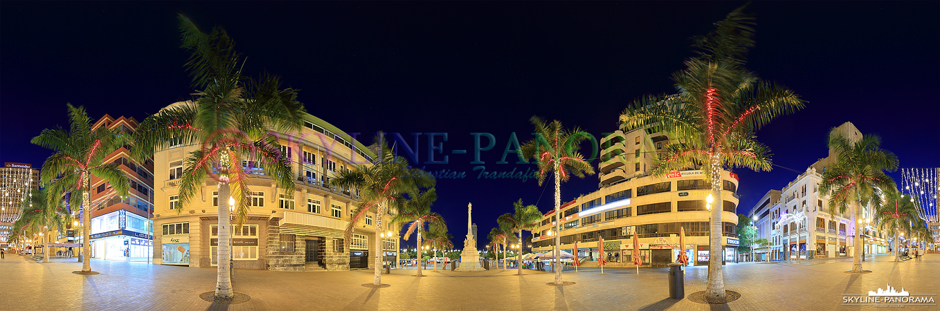 Bilder aus Teneriffa - Der Plaza de Candelaria ist einer der zentralen Plätze der Inselhauptstadt Santa Cruz, hier zu sehen als abendliches 360 Grad Panorama.