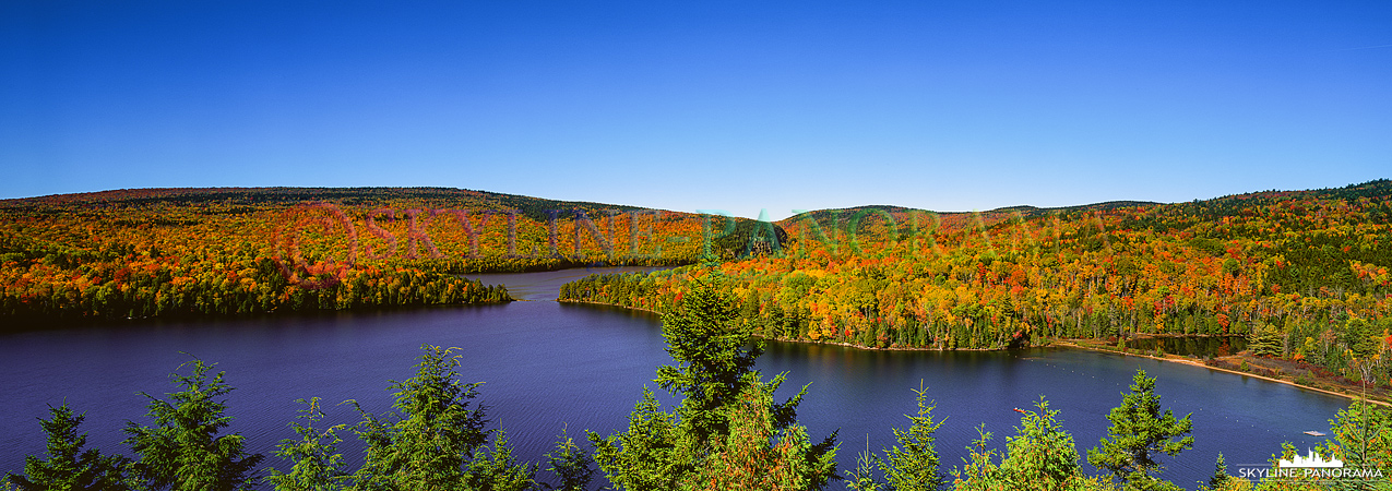 Kanada zum Indian Summer - 6x17 Panorama über den Lake Sacacomie in Saint-Alexis-des-Monts Kanada.