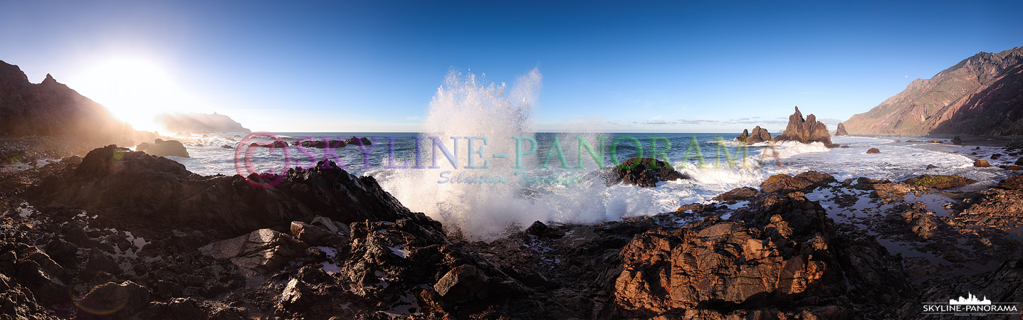 Bilder Teneriffa - Dieses Panorama entstand am Playa de Benijo, etwas abseits vom Sandstrand. Durch seine abgeschiedene Lage, im Nordwesten der Insel Teneriffa