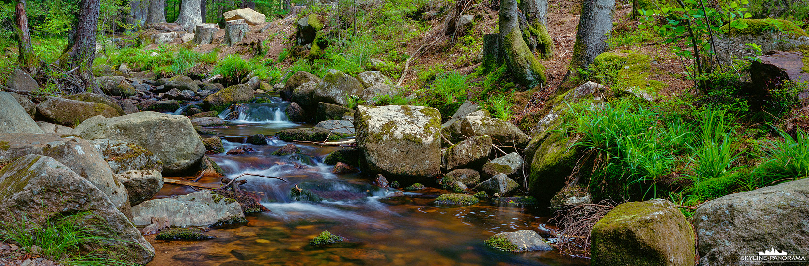 6x17 Panorama aus dem Harz - Dieses Panorama zeigt einen Blick im Bereich des Unteren Bodewasserfalls bei Braunlage im Westharz.