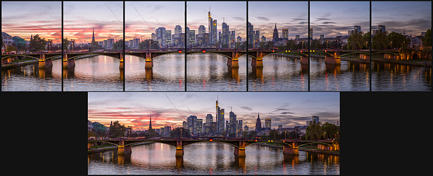 Skyline von Frankfurt als Panorama erstellt aus Einzelbildern