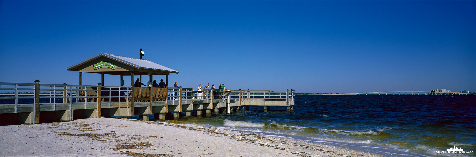 Panorama Florida - Der City Pier auf Sanibel Island im November 2022, bevor der Tropische Wirbelsturm Ian die Region verwüstete.